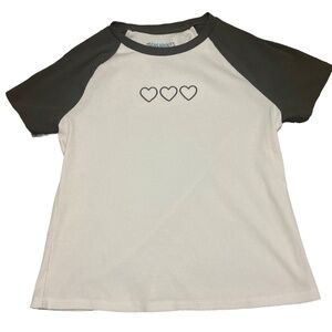 Thereabouts Girls Plus XL 18.5P White Gray Raglan Heart Tee